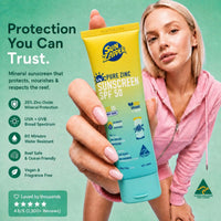 Pure Zinc Sun Cream SPF 50 Sun Zapper Reef Safe Mineral Non Nano Zinc Sunscreen Made in Australia
