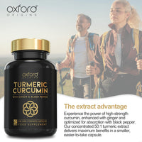 Oxford Origins Advanced Turmeric and Black Pepper Capsules Made in the UK | ONE per Day Turmeric Supplement with Ginger & Black Pepper | High Absorption Tumeric Supplement Joints Care (240 Count)