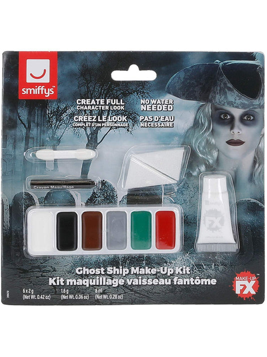 Smiffys Make-Up FX, Ghost Ship Kit, Grease, Black 6 Colour Palette, Cream & Crayon & Applicators, Cosmetics and Disguises Fancy Dress, Cosmetic Dress Up Cosmetics & Disguises.