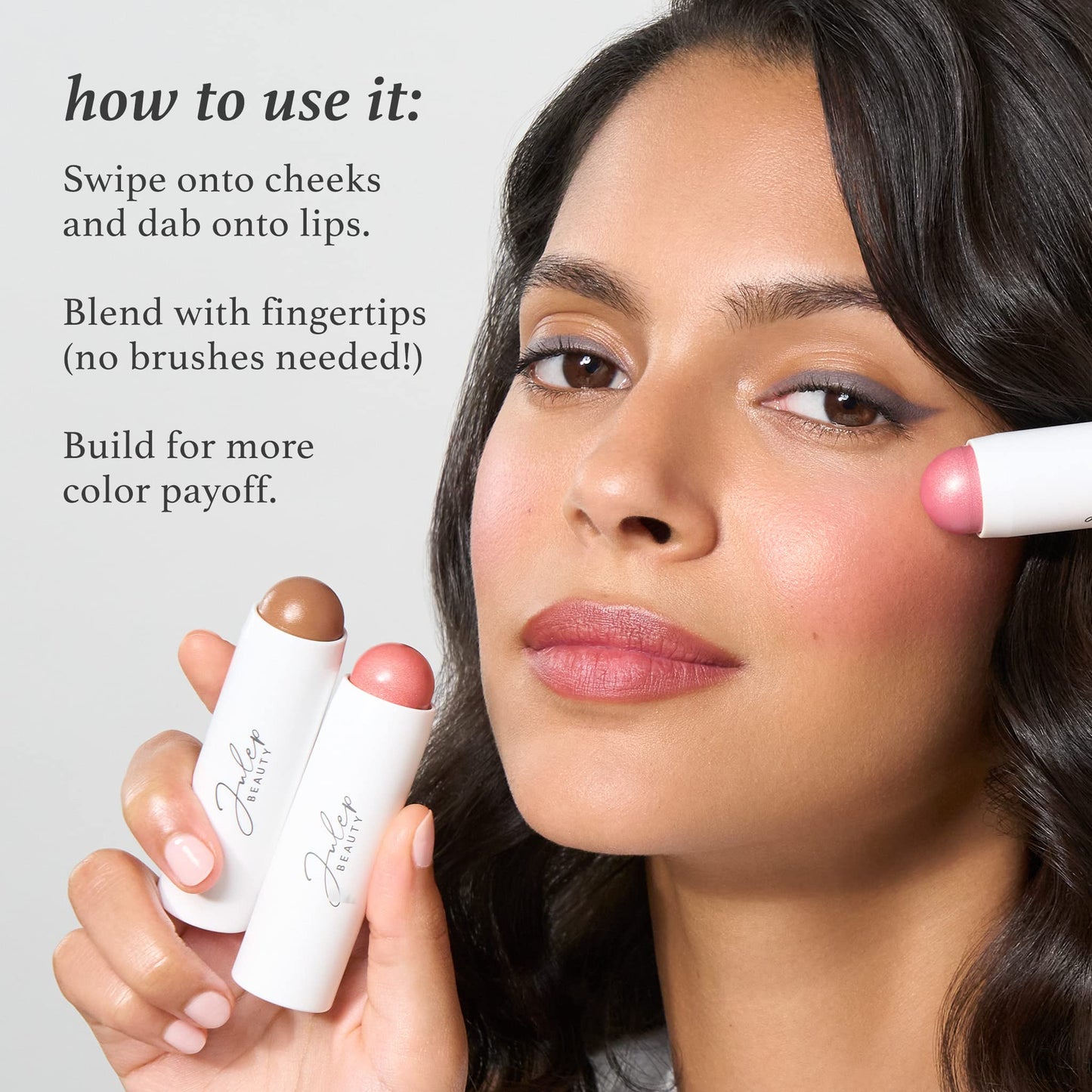 Julep Skip The Brush Cream to Powder Blush Stick - Passion Fruit - Blendable and Buildable Color - 2-in-1 Blush and Cheek Makeup Stick