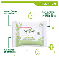 Simple Kind to Skin Eye Make-Up Remover With No Harsh Chemicals Pads to Remove Make-Up, Even Waterproof Mascara 30 Pieces
