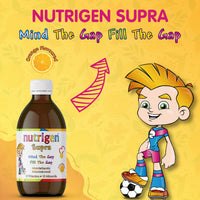 Nutrigen Supra Multivitamin & Mineral Orange Flavoured Liquid for Kids – 13 Vitamins & 10 Minerals, Fills Micronutrient Gap, Supports Growth, Immunity, and Mental Performance, 200mL