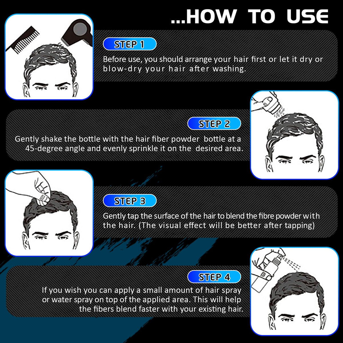 Pegciz Hair Fibres, Hair Fibres Dark Brown for Thinning Hair, Instantly Conceals Hair Loss in 15 Sec, Hair Loss Concealer for Women and Men (Dark Brown)