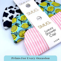SMUG Shower Cap | Waterproof Shower Cap with Elastic Lining | Four Prints Available | Showers, Cooking, Spa Salon, Sleeping, Makeup | Shower Caps For Women UK Long Hair Short Hair | Lemon