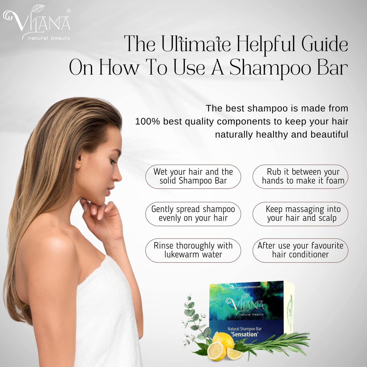 Vilana Natural Beauty Sensation Natural Shampoo Bar 2x70g by Vilana | Tones the Scalp, Reduces Hair Loss, Restores Hair Shine & Smoothness | Sulphate Free Hair Shampoo Bar – Suitable for All Hair Types & Problematic Scalp