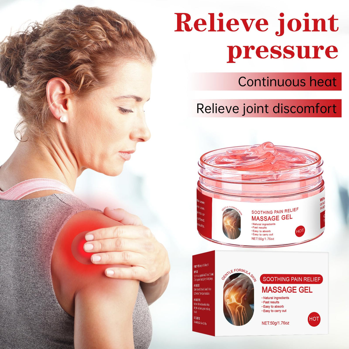 OXGPAL Joint Care Gel for Joint Activities,Soothing Pain Relief Massage Gel,Muscle Recovery Cream,with Deep Penetrating Formula,Long-Lasting Soothing Effect, for Joint Pain Throughout The Body(2PCS/HOT+Cold)