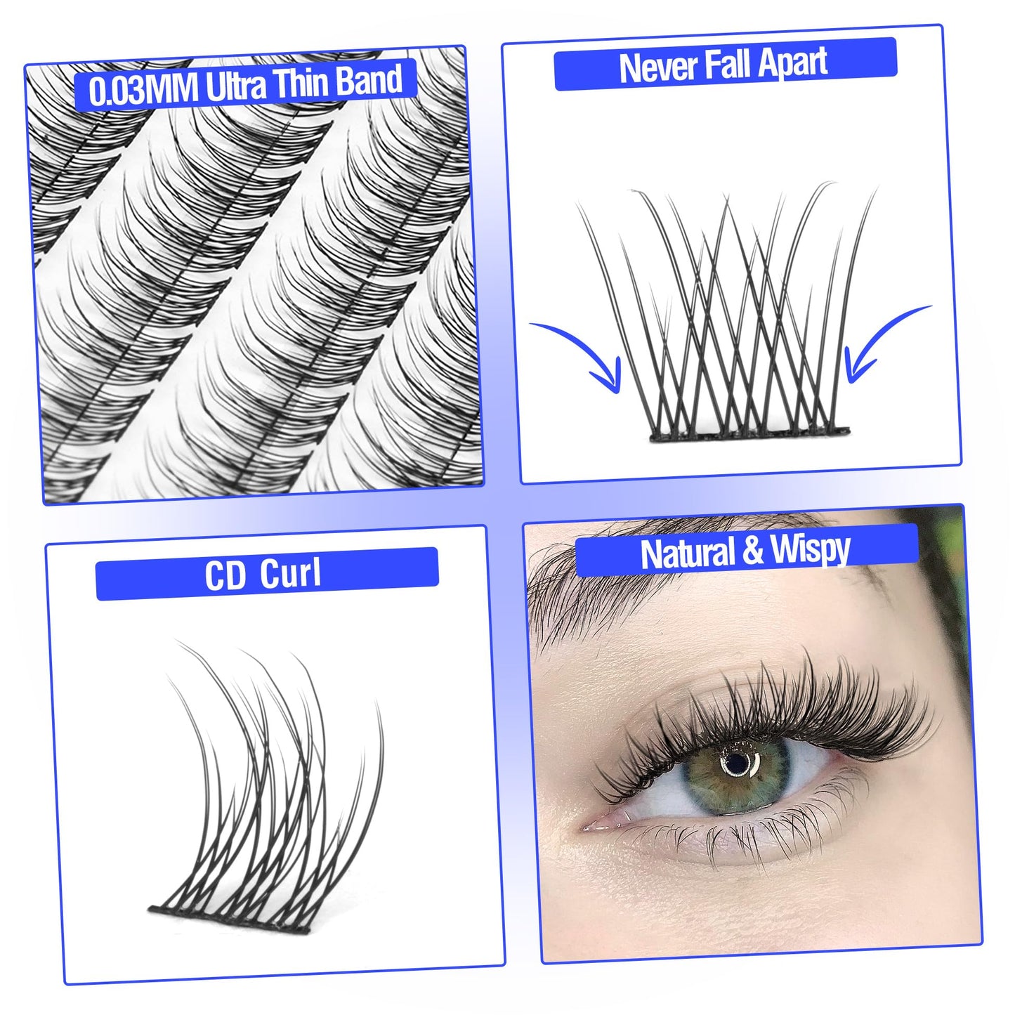 Natural Cluster Lashes Kit 168 Pcs Wispy Lash Extensions CC Curl 9-11MM Mixed Lengths Eyelash Extension Individual Kit with Lashes Bond and Seal and Tweezers DIY at Home by Mavphnee