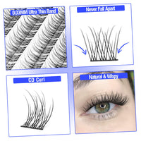 Natural Cluster Lashes Kit 168 Pcs Wispy Lash Extensions CC Curl 9-11MM Mixed Lengths Eyelash Extension Individual Kit with Lashes Bond and Seal and Tweezers DIY at Home by Mavphnee