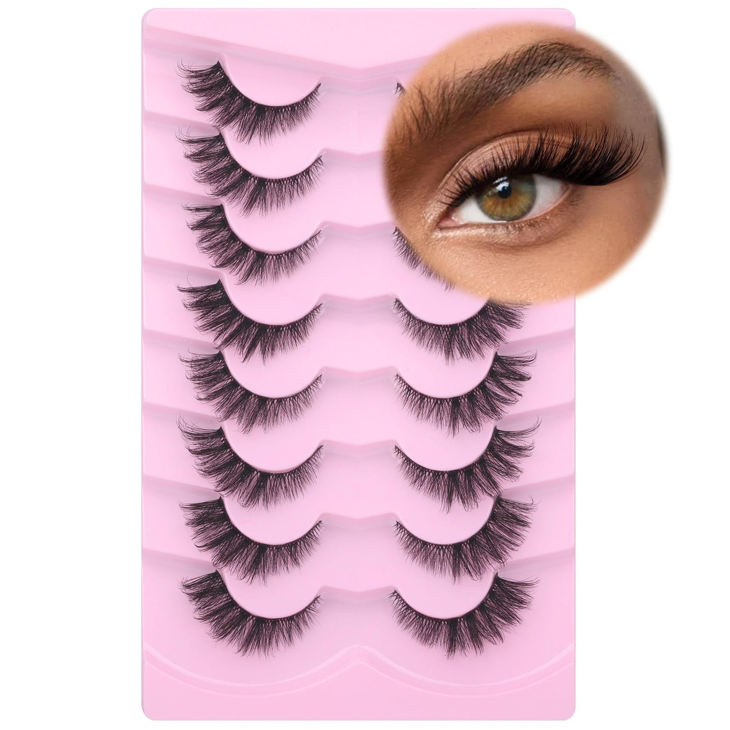 GVEFETIEE Natural Cat Eye False Lashes - Wispy 3D Strip Lashes