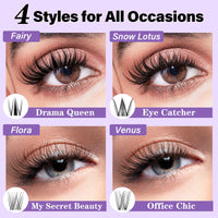 BelleQiana B&Q Fairy Cluster Lashes Kit 8-18mm Individual Eyelashes Invisible Band 144pcs Manga Lashes Eyelashes Individual Kit Soft & Waterproof Lash Clusters with Bond & Seal & Removal (Kit-Fairy Lash)
