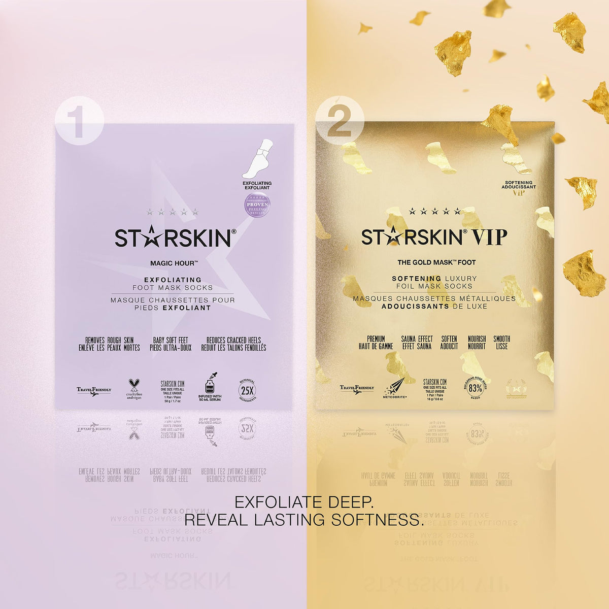 STARSKIN Magic Hour 1x50g, Exfoliating Foot Mask Sock with Lactic and Glycolic Acid, Gently Removes Calluses and Dead Skin for Effective Peeling, K Beauty Skincare