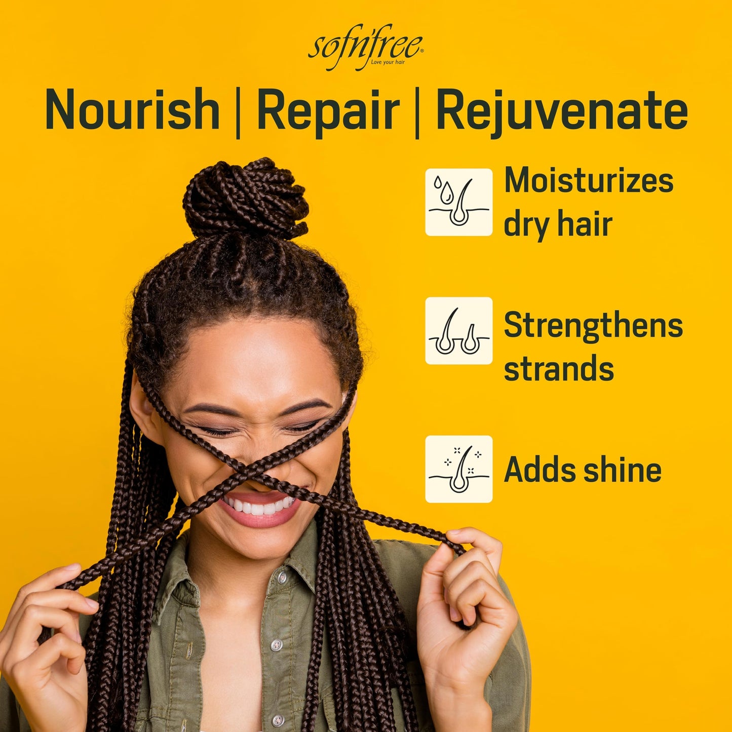 SOF N' FREE Hair Mask for Dry Damaged Hair with Manuka Honey & Avocado Moisture, Frizz Control, Smooth Shine, Sulphate Free, Deep Conditioning Hair Treatment, 325ml Sourced by Bronx International Ltd