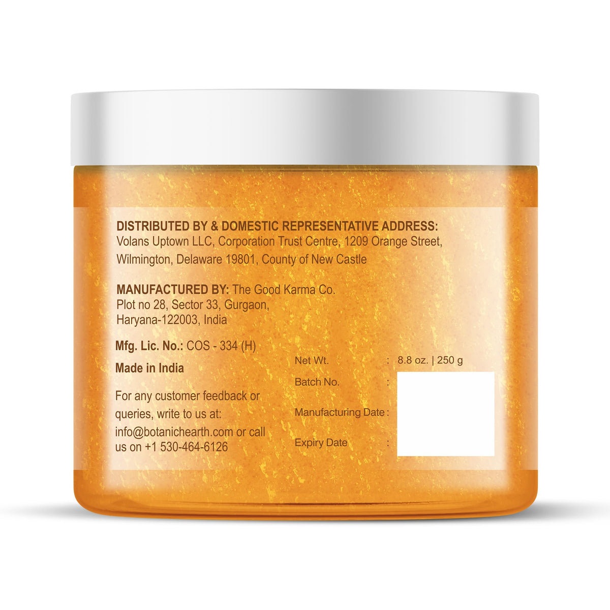 Botanic Hearth Honeyed Apricot Body Scrub 8.8 fl oz (250 g) | Exfoliating and Moisturizing, Gentle Spa Treatment for Smooth and Soft Skin, Natural Ingredients, Paraben-Free