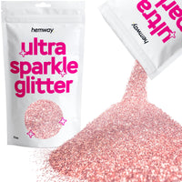 Hemway Ultra Sparkle Glitter Light Rose Gold 100g Fine | Glitter for Arts & Craft, Makeup, Nail Art, Crafting, Card Making, Sparkle Decoration