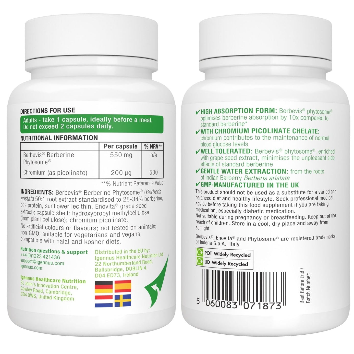 Igennus Healthcare Nutrition Igennus Advanced Berberine Phytosome 550mg & Chromium, 60 Capsules