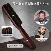 Dylapick Mens Hair Brush and Beard Brush Set,Boar Bristle Beard Brush Set