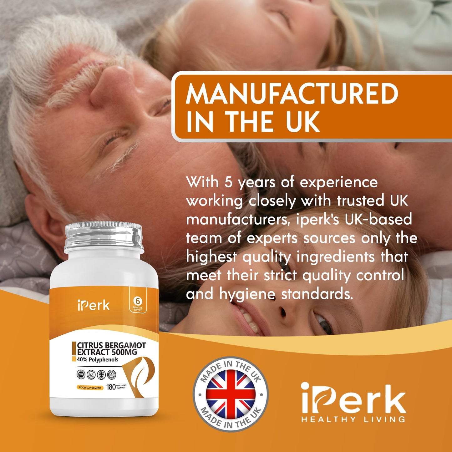 iperk Citrus Bergamot Extract 500mg - 180 Vegetarian Capsules - 40% Polyphenols - Premium Quality Supplement