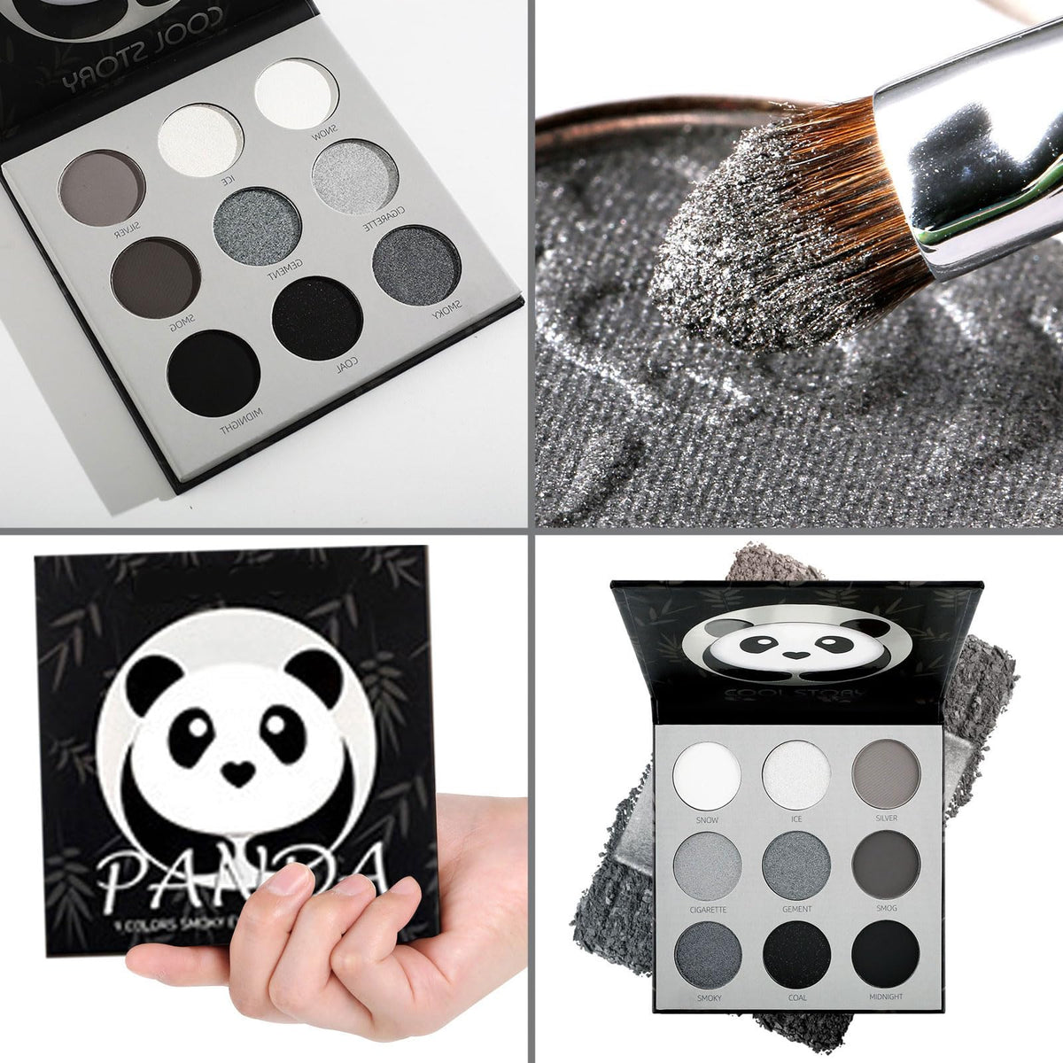 AYNKH Black Smokey Eyeshadow Palette Makeup, Halloween Black Eyeshadow Palette, 9 Colors Black Silver Gray White Highly Pigmented Gothic Makeup Matte Glitter Eyeshadow Palette for Girls and Women