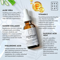 G R O U N D E D COFFEE SCRUB Egyptian White Gold Glycolic Acid Serum with Vitamin E, Anti-Aging Face Serum, Made in the UK by Grounded Body