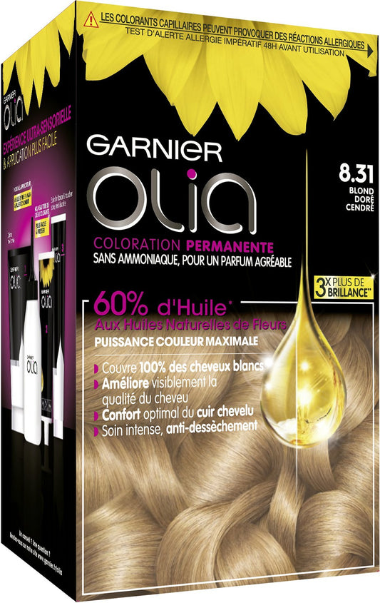 Garnier - Olia - Coloration Permanente à l’Huile Sans Ammoniaque Blond - 8.31 Blond Doré Cendré