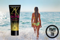 Power Tan 24K Aura Bronzing Sunbed Tanning Accelerator with Carrot Oil Beta Carotene Natural DHA Free Bronzer Tingle Free Indoor Tanning Cream | 250ml