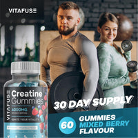 VITAFUSE Creatine Monohydrate Gummies | 4000mg Daily Serving Creatine Gummies in Mixed Berry Flavour | Creatine Gummies for Women & Men