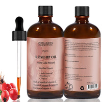 50ML Rosehip Oil 100% Cold Pressed Pure Certified Organic Oil, Best Known Facial Oil with Vitamin E, Vitamin C, B-carotene and a Form of Vitamin A
