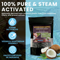 FoodPURA Coconut Activated Charcoal Capsules 1500mg x 180 100% Natural Vegan Digestive Supplement Reduces Bloating & Flatulence After Eating (180)
