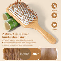 Sofmild Hair Brush, Eco-Friendly Natural Wooden Bamboo Paddle Hairbrush for Long Short Curly Thick Thin Hair for Men Women Kids, Massaging Scalp, Reducing Tangle & Hair Breakage, Promoting Hair Growth