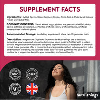 Nutri-things Magnesium Glycinate Gummies Adult - Mixed Berry Flavor, 400mg High Absorption Magnesium Chewable for Stress Relief, Sleep & Muscle Relaxation - Non-GMO, Gluten-Free - 60 Count, 30-Day Supply