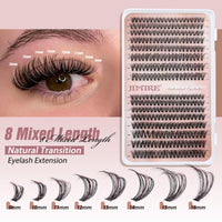 JIMIRE 320Pcs Individual Eyelashes DIY Russian Cluster Lashes 30D+40D Lashes Individual Cluster D Curl 9-16mm Mixed Wispy DIY Lash Clusters Eyelash Extesnsions