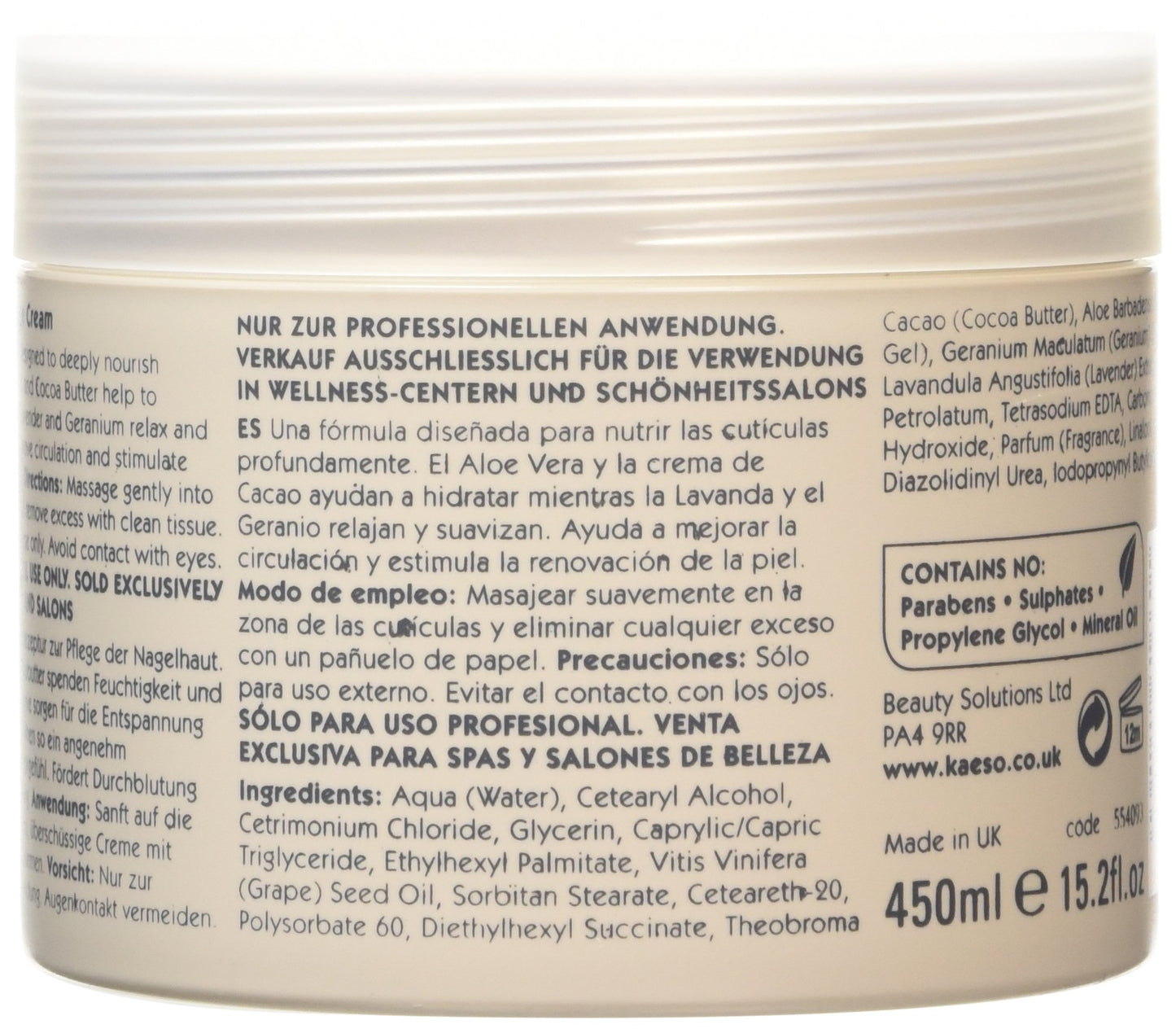 Kaeso Velvet Touch Cuticle Massage Cream 450 ml