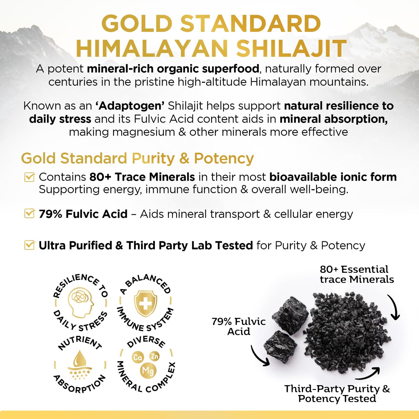 Magnesium Glycinate 2-in-1 with Himalayan Shilajit Minerals for Sleep, Relaxation & Natural Energy, High Strength Supplement - 90 Capsules Fulvic Acid Mineral Support Made in UK by Inner Vitality