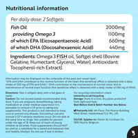 Nutravita Omega 3 Capsules High Strength 2000mg with 660mg EPA & 440mg DHA - 240 Softgel Omega 3 Fish Oil Capsules for 4 Months of Supply - Heart, Brain & Vision - Fish Oil Supplements