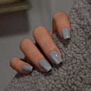KQueenest Light Blue Press on Nails Short Medium Square, Short False Nails, Glossy Solid Pastel Sky Blue Fake Nails Press ons, Coffin Reusable Soft Gel Stick on Nail for Women 28 Pcs