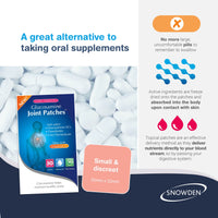 Snowden Glucosamine and Chondroitin High Strength Joint Patches with Vitamin C - Muscle and Joint Care Health Products, Natural Ingredients - Discreet and Waterproof, Slow Release - 30 Day Supply