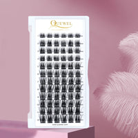 Cluster Lashes 72 Pcs QUEWEL Wide Stem Individual Lashes C/D Curl 8-16mm Length DIY Eyelash Extension False Eyelashes Soft for Personal Makeup Use at Home (natural03-C-14)