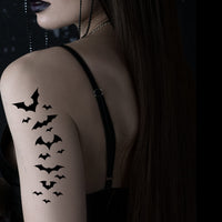Tatodays black vampire flying bats tattoos temporary tattoos spiders ghosts scars women arm halloween realistic temp tatoo waterproof sp halloween tattoo (Bats)