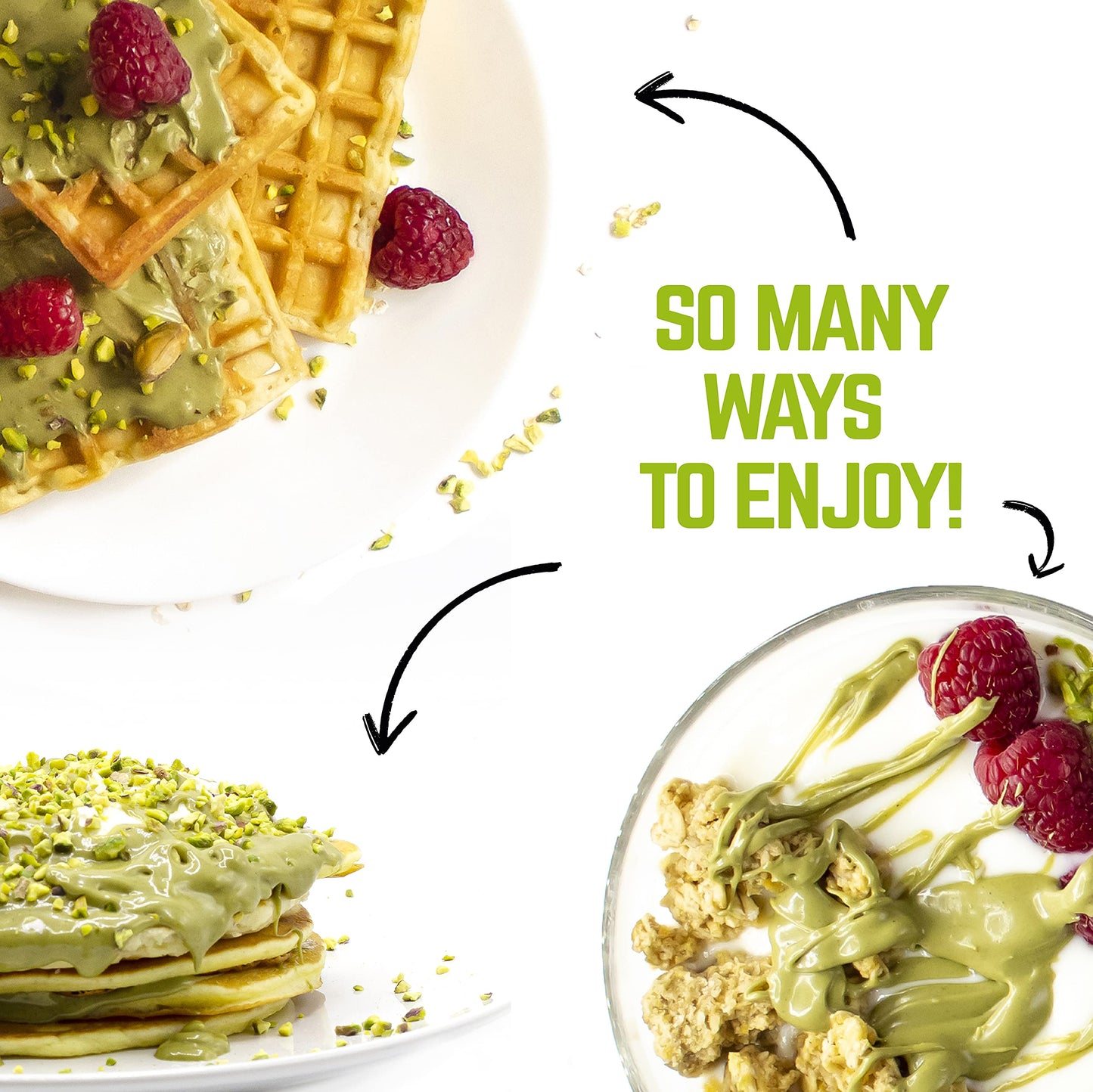 EATALIAN by AMZ BETTER Topping with Protein Pistachio Flavour, Sweet Protein Cream, in a 300 gr Squeezer, Made in Italy, Ideal Pistachio Sauce to garnish Ice Cream, Sweets and Dessert