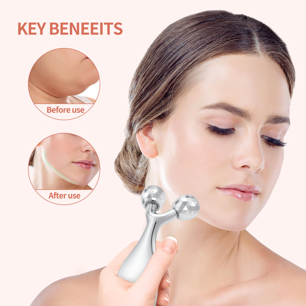 Running man Facial Roller Massager- Improves Complexion, Remove Eye Wrinkles, 3D Metal Face Massage Tool -Increase Firmness and Anti-Aging, Face Roller-Tightens & Tones Skin Appearance.