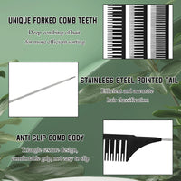 Bansusu 3PCS Tail Comb 3 Different SizesHighlighting Comb Set Plastic Hair Highlighting Comb with Stainless Steel Handles Rat Tail Hair Comb for Men Women Hair Mottling and Dyeing Styling(Black)
