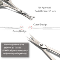 Pafason PAFASON Stainless Steel Mustache Beard Facial Nose Hair Trimming Scissor Set with Safety Cover and Leather Pouch