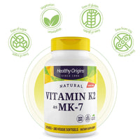 Healthy Origins, Vitamin K2 as MK-7, 100 mcg, 180 Vegetarian Softgels, Laboratory Tested, High Strength, Gluten Free, SOYA Free, Non-GMO
