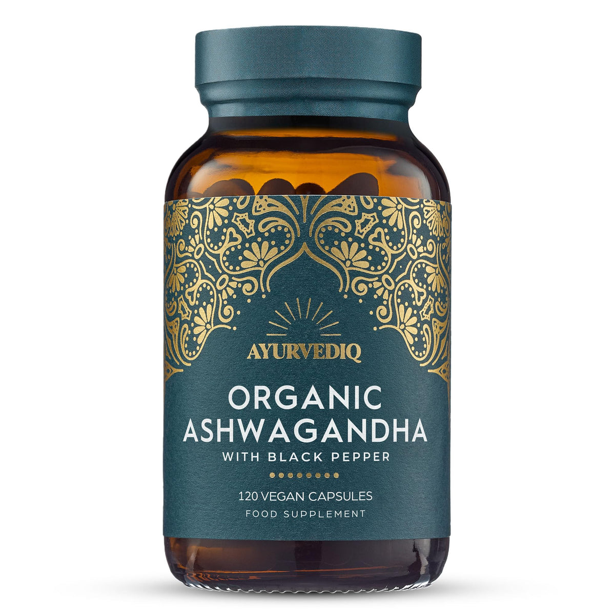 AYURVEDIQ WELLNESS Ayurvediq Wellness Organic Ashwagandha with Organic Black Pepper 650mg, 120 Capsules - Ashwagandha High Strength for Anxiety, Stress Relief for Adults, Better Sleep - Vegan Ayurvedic Products