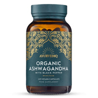 AYURVEDIQ WELLNESS Ayurvediq Wellness Organic Ashwagandha with Organic Black Pepper 650mg, 120 Capsules - Ashwagandha High Strength for Anxiety, Stress Relief for Adults, Better Sleep - Vegan Ayurvedic Products