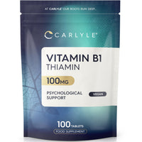 Vitamin B1 Thiamin 100mg Tablets | 100 Count (3+ Months Supply) | High Strength VIT B1 Thiamine Supplement | No Artificial Preservatives | by Carlyle