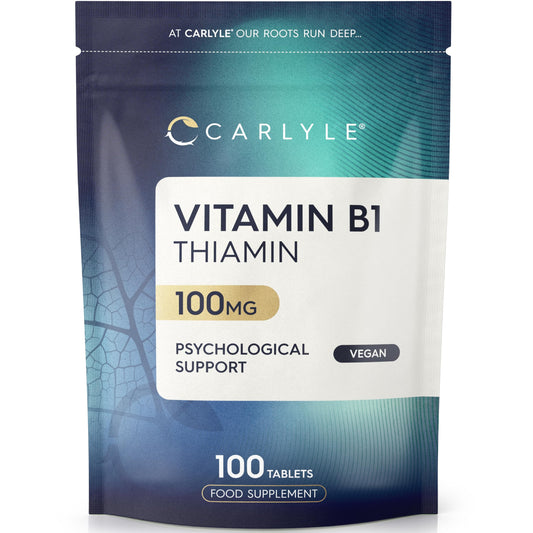 Vitamin B1 Thiamin 100mg Tablets | 100 Count (3+ Months Supply) | High Strength VIT B1 Thiamine Supplement | No Artificial Preservatives | by Carlyle