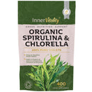 Organic Spirulina & Chlorella 400 Easy to Swallow Tablets - Natural Vitamins & Minerals - Broken Cell Wall, Pure 2000mg Daily Dose Supplement by Inner Vitality