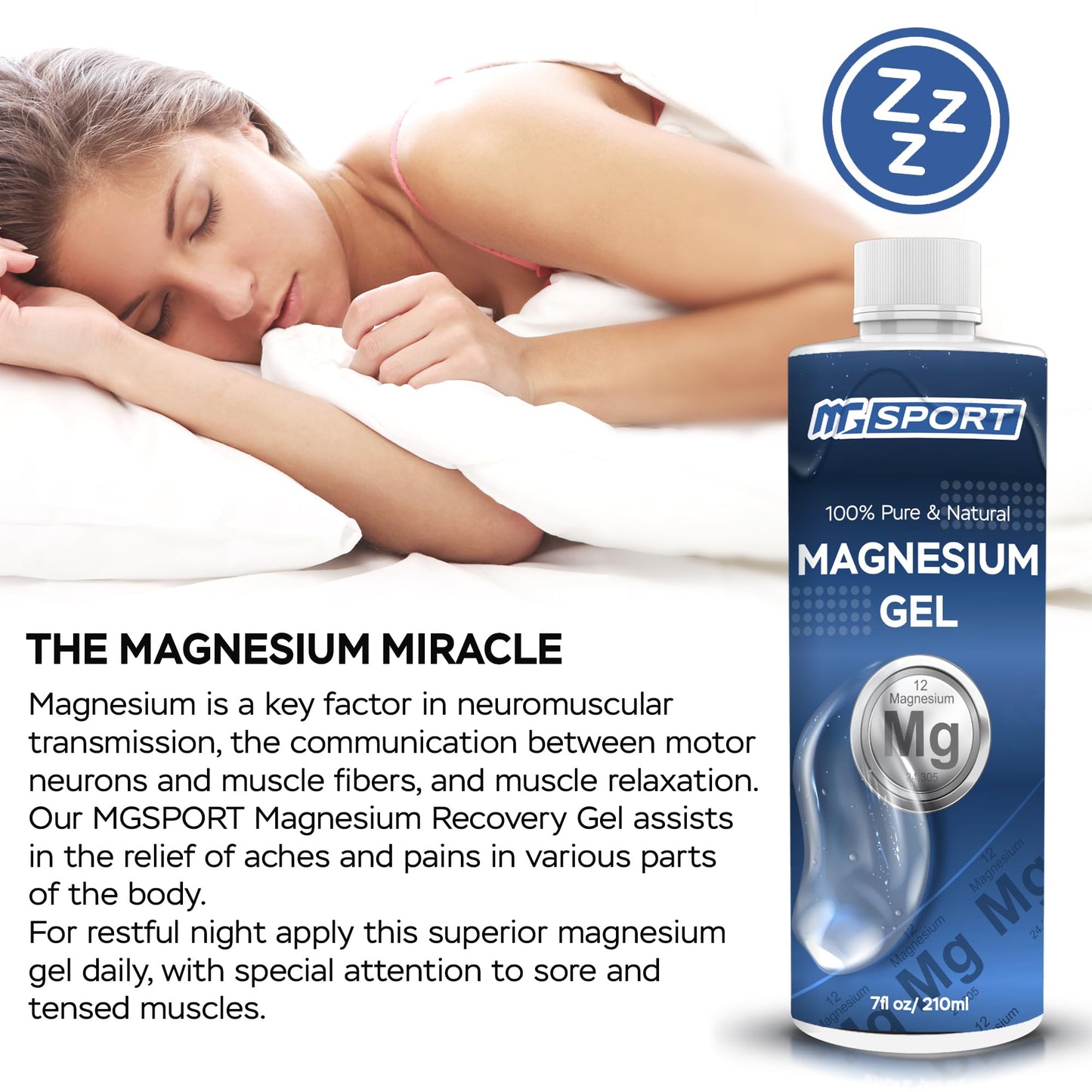 High Absorption Magnesium Gel for Leg Cramps - Muscle Recovery Gel from The Dead Sea for Sore Muscles - Less Itch & Less Sting Than Magnesium Oil