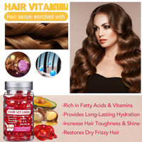 ZhongShuang 40 Pcs Hair Vitamin Serum Capsule Hair Vitamins Hair Serum, Enriched with Moroccan Oil, Macadamia Oil, Avocado Oil Makes Hair Smooth and Shiny